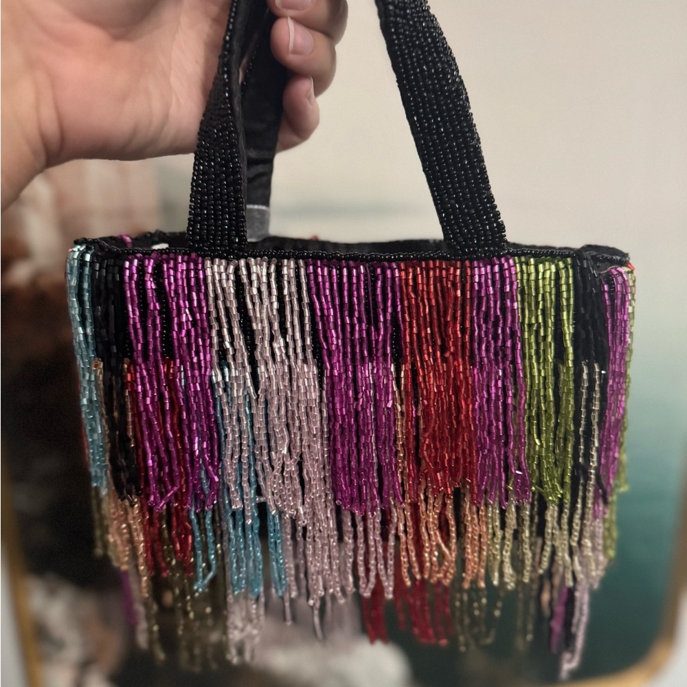 Marshalls Black and Pink Fringe Bag